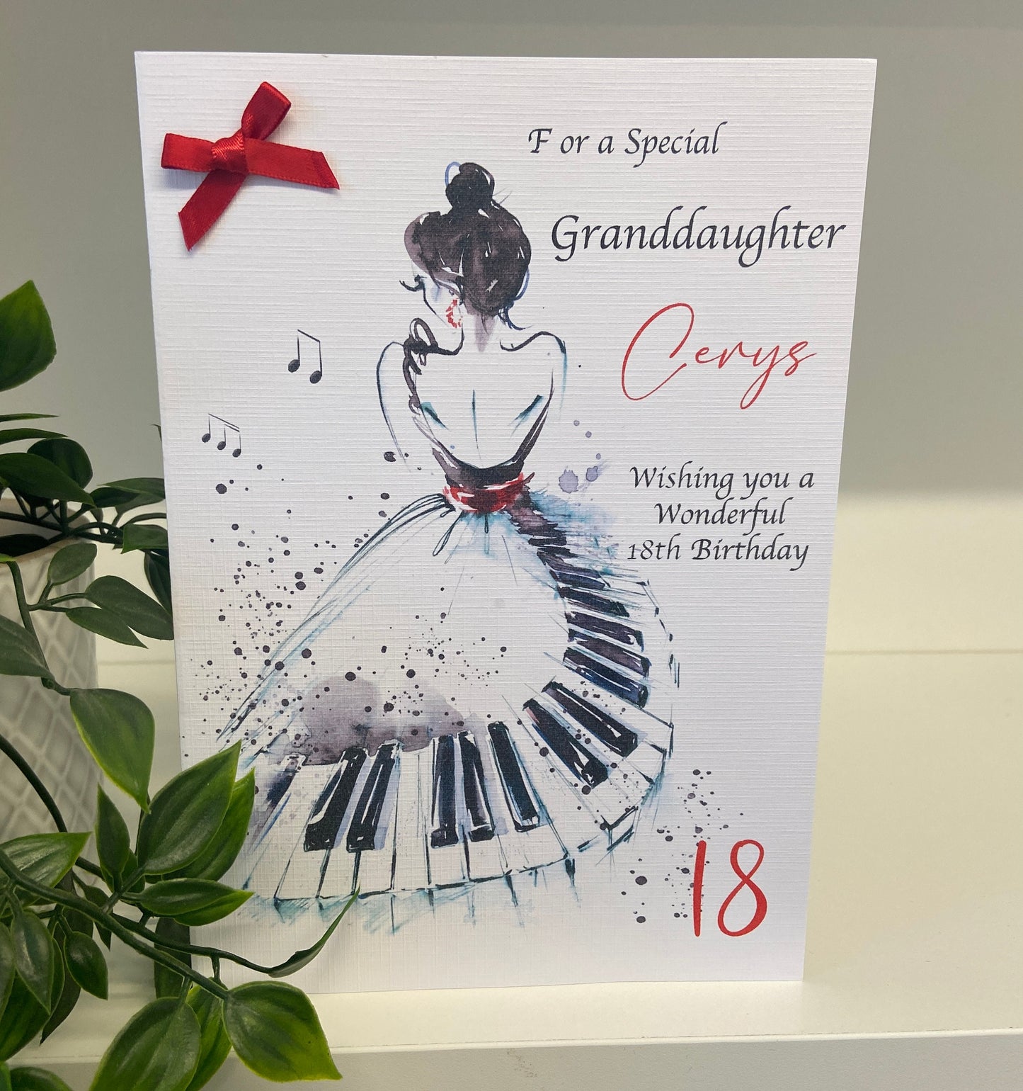Personalised Birthday Card Female Music Piano
