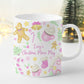 Christmas Mug Personalised Gingerbread Red or Pink Hot Chocolate, Christmas Eve Box Stocking Filler