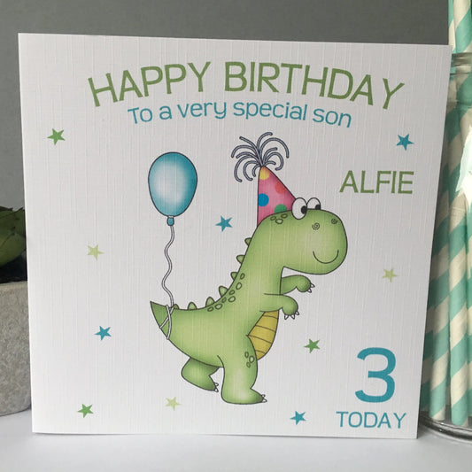 Personalised Birthday Card Dinosaur