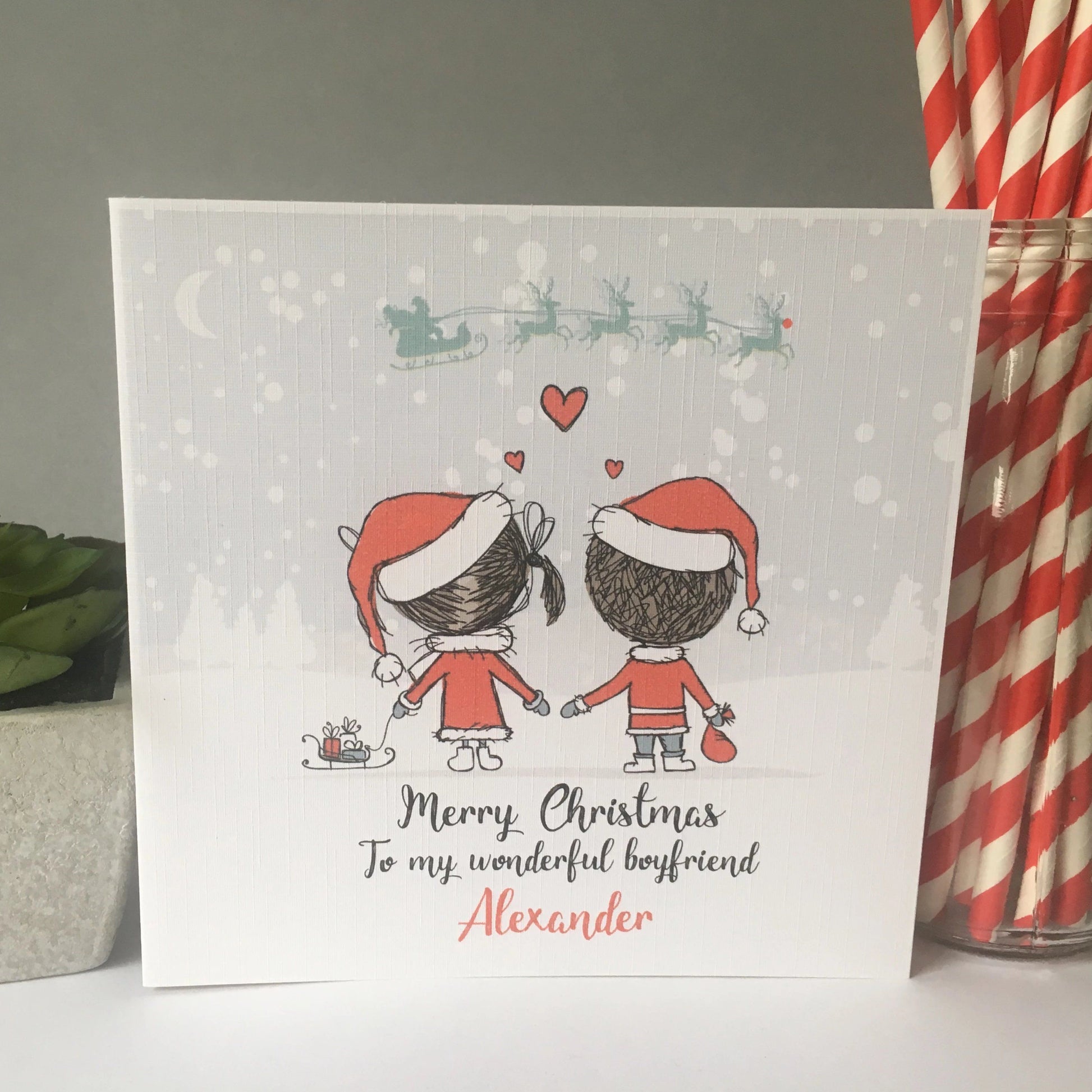 Personalised Christmas Card For Boyfriend Husband Wife Girlfriend