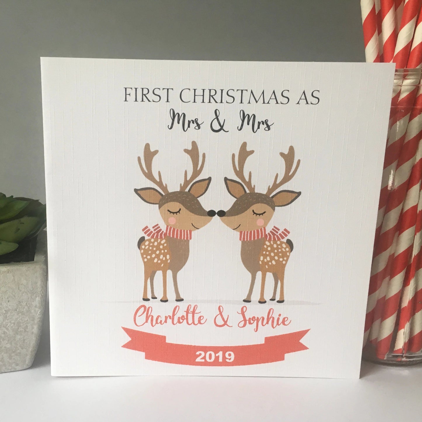 Personalised Christmas Card Cute Deer