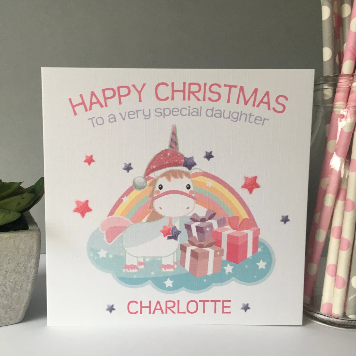 Personalised Christmas Card Unicorn