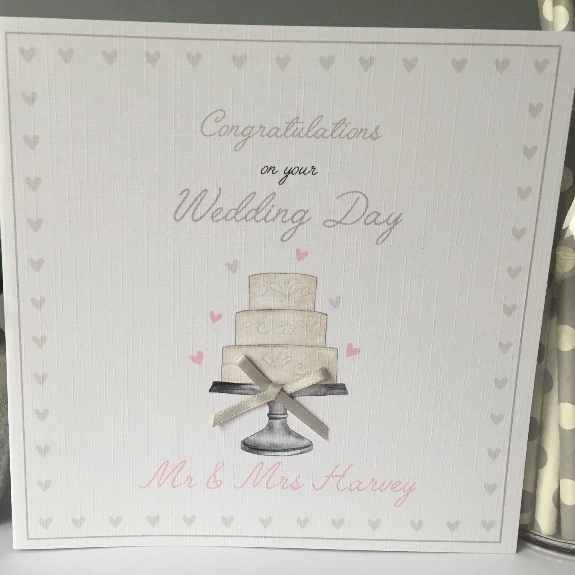 Personalised Handmade Congratulations On Your Wedding Day Card Cake