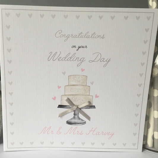 Personalised Handmade Congratulations On Your Wedding Day Card Cake